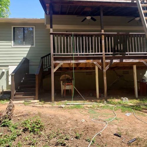 A picture of a deck installation project